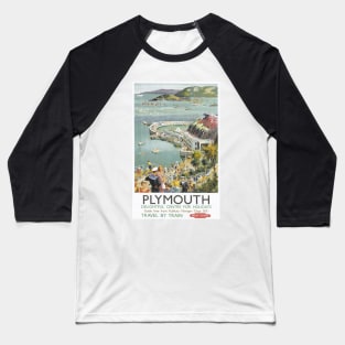 Plymouth, Devon - BR - Vintage Railway Travel Poster - 1950s Baseball T-Shirt